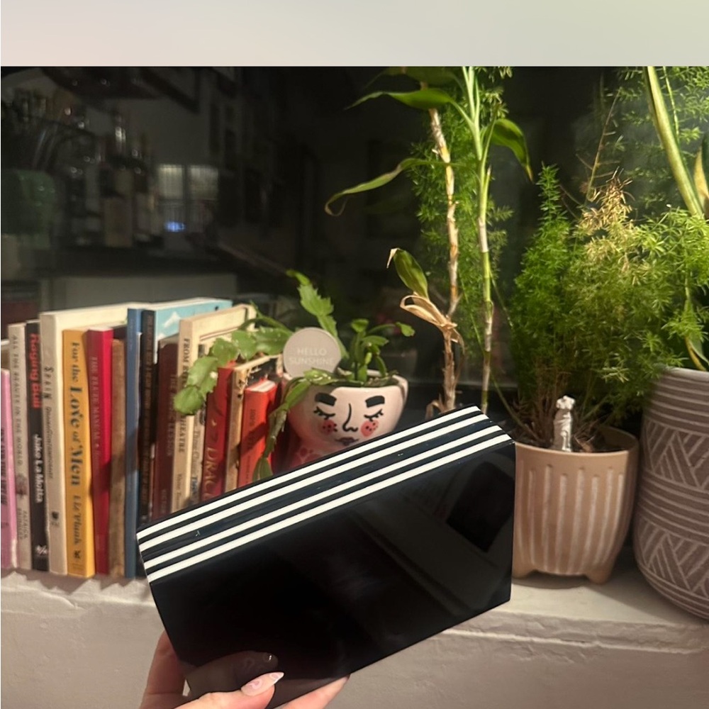 Black and White Striped Clutch